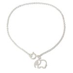 Sterling silver charm bracelet, 'Moonlit Elephant' - Unique Sterling Silver Elephant Charm Bracelet