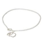 Sterling silver charm bracelet, 'Moonlit Elephant' - Unique Sterling Silver Elephant Charm Bracelet