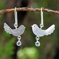 Featured review for Blue topaz  dangle earrings, Doves of Peace