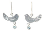 Blue topaz  dangle earrings, 'Doves of Peace' - Sterling Silver and Blue Topaz Dangle Earrings