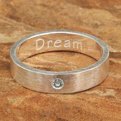 Blue topaz band ring, 'Dream' - Hand Crafted Blue Topaz and Silver Ring