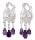 Amethyst filigree earrings, 'Lanna Crown' - Filigree Sterling Silver and Amethyst Earrings thumbail