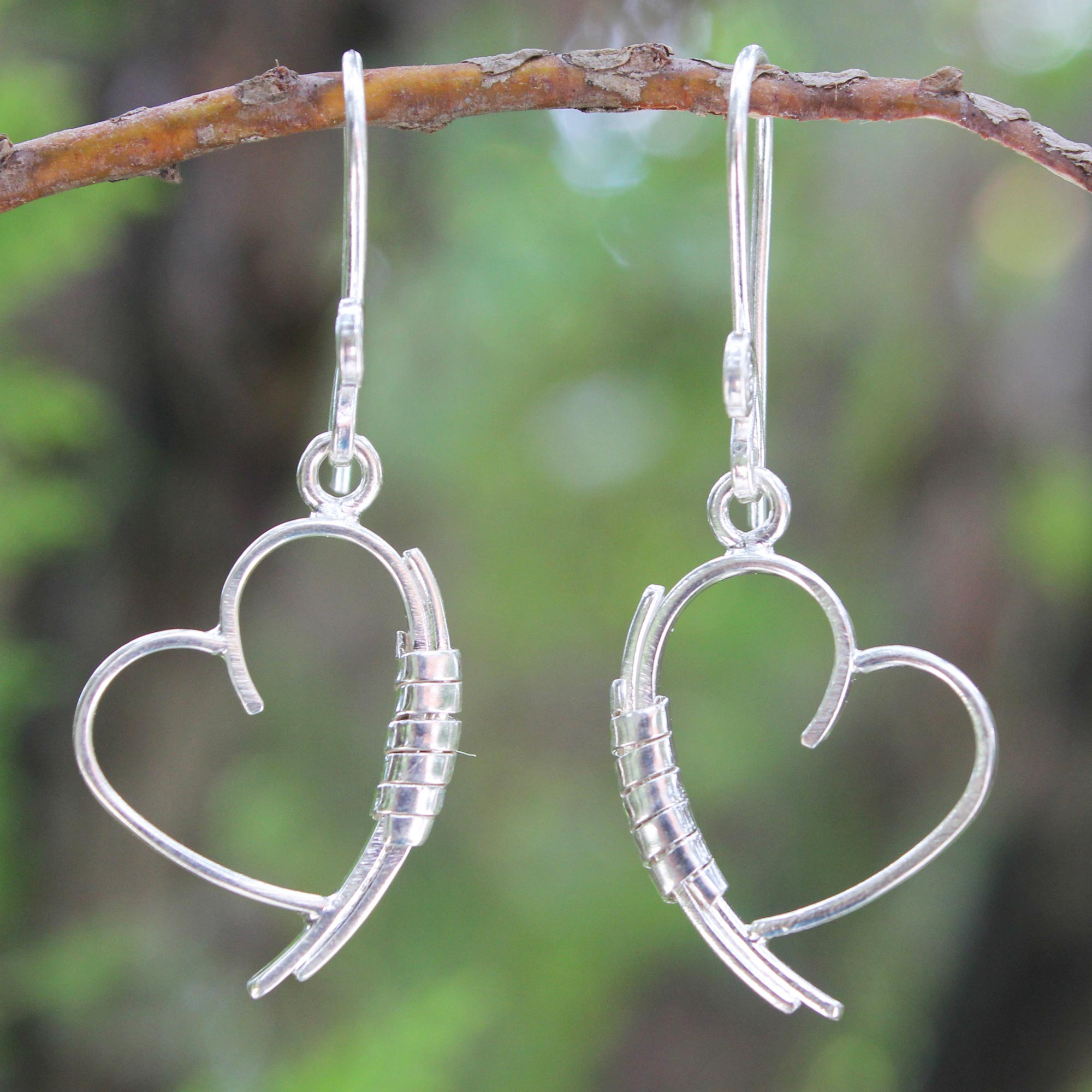 heart dangly silver earrings heart dangle silver earrings Heart dangle earrings Love Heart Shape Earrings