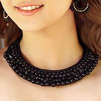 Featured review for Onyx and smoky quartz choker, Midnight Rose