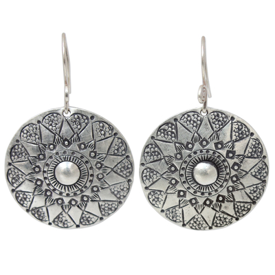 Sterling silver dangle earrings, 'Lampang Moon' - Handmade Sterling Silver Dangle Earrings