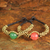 Beaded wristband bracelets, 'Planet Spring' (pair) - Beaded Brass and Quartz Bracelets (Pair)