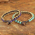 Beaded wristband bracelets, 'Blue Purple Aryuveda' (pair) - Hand Made Quartz and Resin Beaded Bracelets (Pair) (image 2b) thumbail