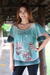 Cotton tunic, 'Owl Adventures' - Hand Painted Women's Top (image 2) thumbail