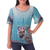 Cotton tunic, 'Owl Adventures' - Hand Painted Women's Top (image 2a) thumbail