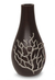 Mango wood and pewter vase, 'Black Coral' - Artisan Crafted Mango Wood Vase (image 2a) thumbail