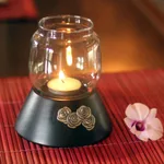 Mango wood candleholder, 'Rose Glow' - Mango wood candleholder