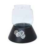 Mango wood candleholder, 'Rose Glow' - Mango wood candleholder