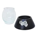 Mango wood candleholder, 'Rose Glow' - Mango wood candleholder