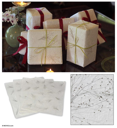 Saa wrapping paper, 'Winter Garden' (set of 4) - Saa Wrapping Paper (Set of 4)