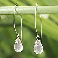 Rose quartz dangle earrings, 'Sublime'