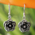Sterling silver flower earrings, 'Loy Kratong Rose' - Thai Floral Sterling Silver Dangle Earrings (image 2) thumbail