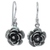 Sterling silver flower earrings, 'Loy Kratong Rose' - Thai Floral Sterling Silver Dangle Earrings