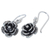 Sterling silver flower earrings, 'Loy Kratong Rose' - Thai Floral Sterling Silver Dangle Earrings (image 2c) thumbail