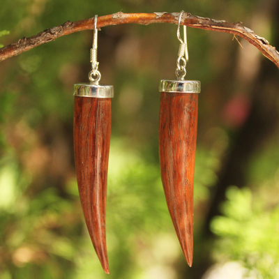 Handmade dangle earring Wood