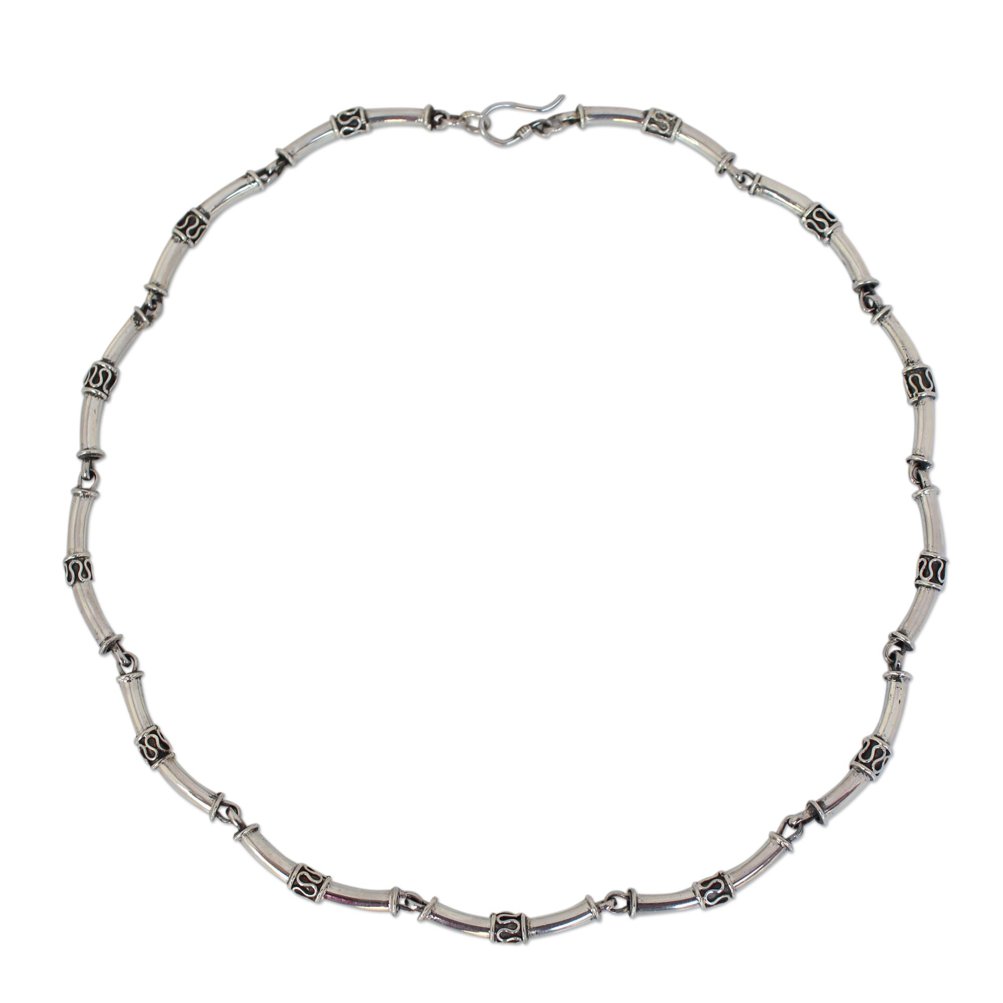 Sterling Silver Chain Necklace - Bamboo | NOVICA