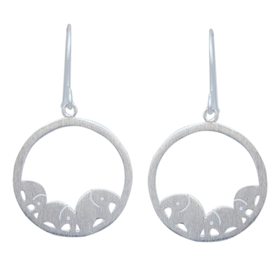 Sterling silver dangle earrings, 'Elephant Journeys' - Sterling Silver Dangle Earrings