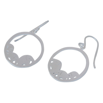 Sterling silver dangle earrings, 'Elephant Journeys' - Sterling Silver Dangle Earrings