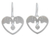 Sterling silver heart earrings, 'Elephants in Love' - Sterling Silver Dangle Earrings thumbail