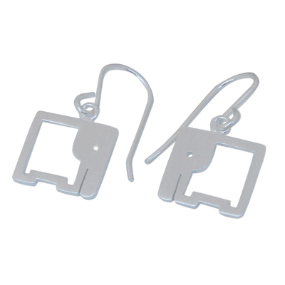 Sterling silver dangle earrings, 'Naif Elephants' - Sterling Silver Dangle Earrings