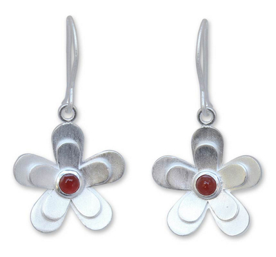 Hand Crafted Sterling Silver and Carnelian Dangle Earrings