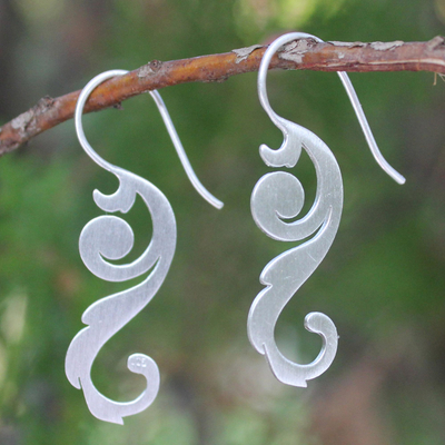 Sterling silver flower earrings, 'Thai Flora' - Sterling Silver Drop Earrings