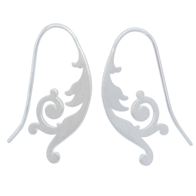 Sterling silver flower earrings, 'Empress' - Handcrafted Sterling Silver Drop Earrings