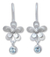 Blue topaz flower earrings, 'Frangipani Dew' - Hand Crafted Silver and Blue Topaz Flower Earrings (image 2a) thumbail