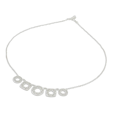 Halskette mit Anhänger aus Sterlingsilber, „Starlight Geometry“ - Handgefertigte moderne Halskette mit Anhänger aus Sterlingsilber
