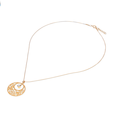 Gold plated blue topaz necklace, 'Lanna Moon' - Gold plated blue topaz floral necklace