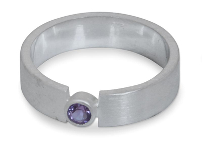 Amethyst solitaire ring, 'Lanna Belle' - Amethyst and Silver Solitaire Ring