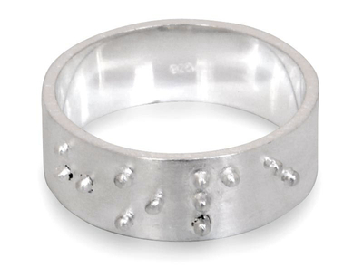 Sterling silver  band ring, 'Braille Hope' - Fair Trade Sterling Silver Band Ring