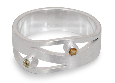 Handcrafted Silver and Citrine Band Ring