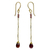 Gold plated garnet dangle earrings, 'Lanna Chimes' - Handmade Gold Plated Silver Garnet Dangle Earrings thumbail