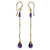 Gold plated amethyst dangle earrings, 'Lanna Chimes' - Artisan Crafted Gold Plated Silver Amethyst Earrings thumbail