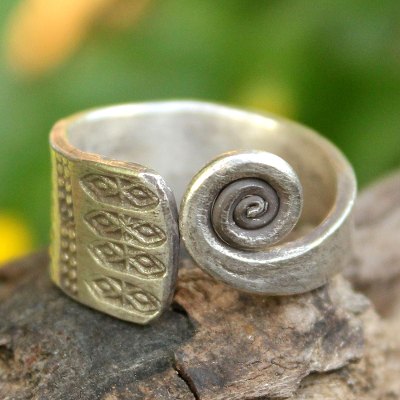 Sterling silver wrap ring, 'Thai Sunbeams' - Hill Tribe Sterling Silver Wrap Ring