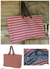 Cotton tote bag, 'Chiang Mai Stars' - Handmade Cotton and Leather Striped Tote Bag