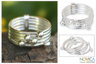 Sterling silver stacking rings, 'Planets' (set of 5) - Sterling Silver Ring from Thailand