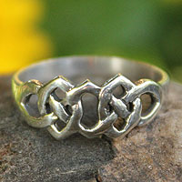 Sterling silver cocktail ring, 'Lover's Knot'