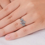 Sterling silver flower ring, 'Siam Bouquet' - Flower and Leaf Sterling Silver Band Ring from Thailand