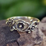Sterling silver flower ring, 'Lotus Rose' - Floral Sterling Silver Band Ring from Thailand
