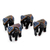 Lackierte Holzfiguren, (4er-Set) - Elefantenskulpturen aus lackiertem Holz (4er-Set)