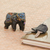 Lackierte Holzfiguren, (4er-Set) - Elefantenskulpturen aus lackiertem Holz (4er-Set)