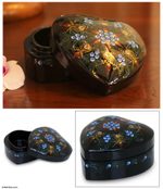 Lacquered wood box, 'In My Heart' - Lacquered wood box