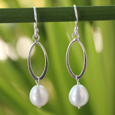 Cultured pearls dangle earrings, Dragon Love