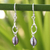 Cultured pearls dangle earrings, 'Swirling Love' - Artisan Crafted Sterling Silver and Pearl Dangle Earrings (image 2) thumbail